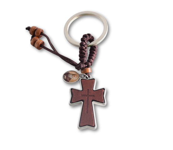 LLAVERO CRUZ METAL MADERA
